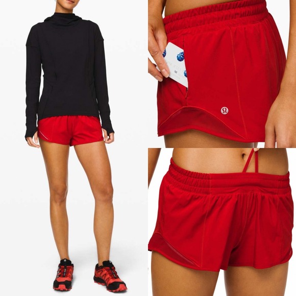 lululemon athletica Pants - Lululemon Hotty Hot Shorts Dark Red Womens Size 4 Swift Running Athletic‎ W7AUSR
